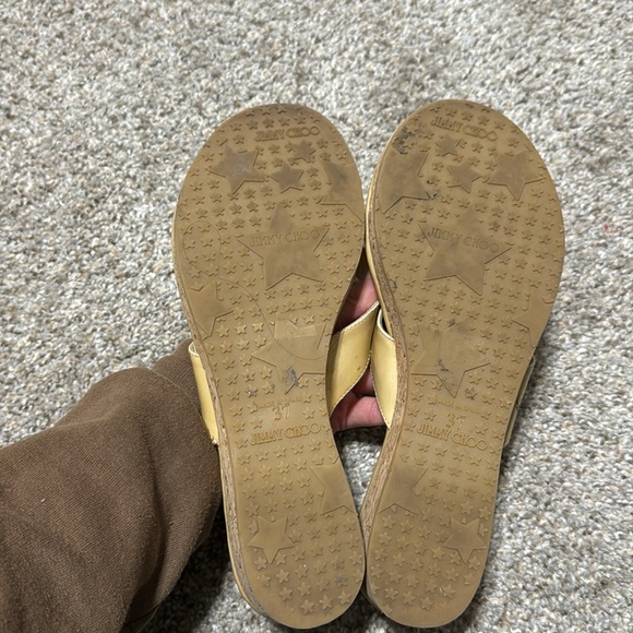 Jimmy Choo Beige Patent Leather 'Pence' Cork Wedge - Picture 4 of 6